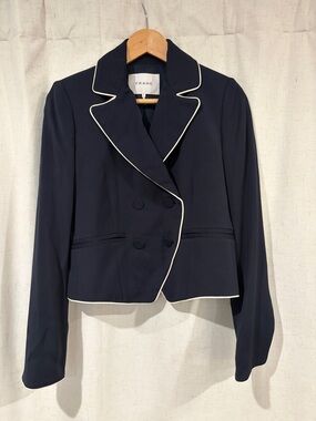 Frame Navy Blazer with White Piping
